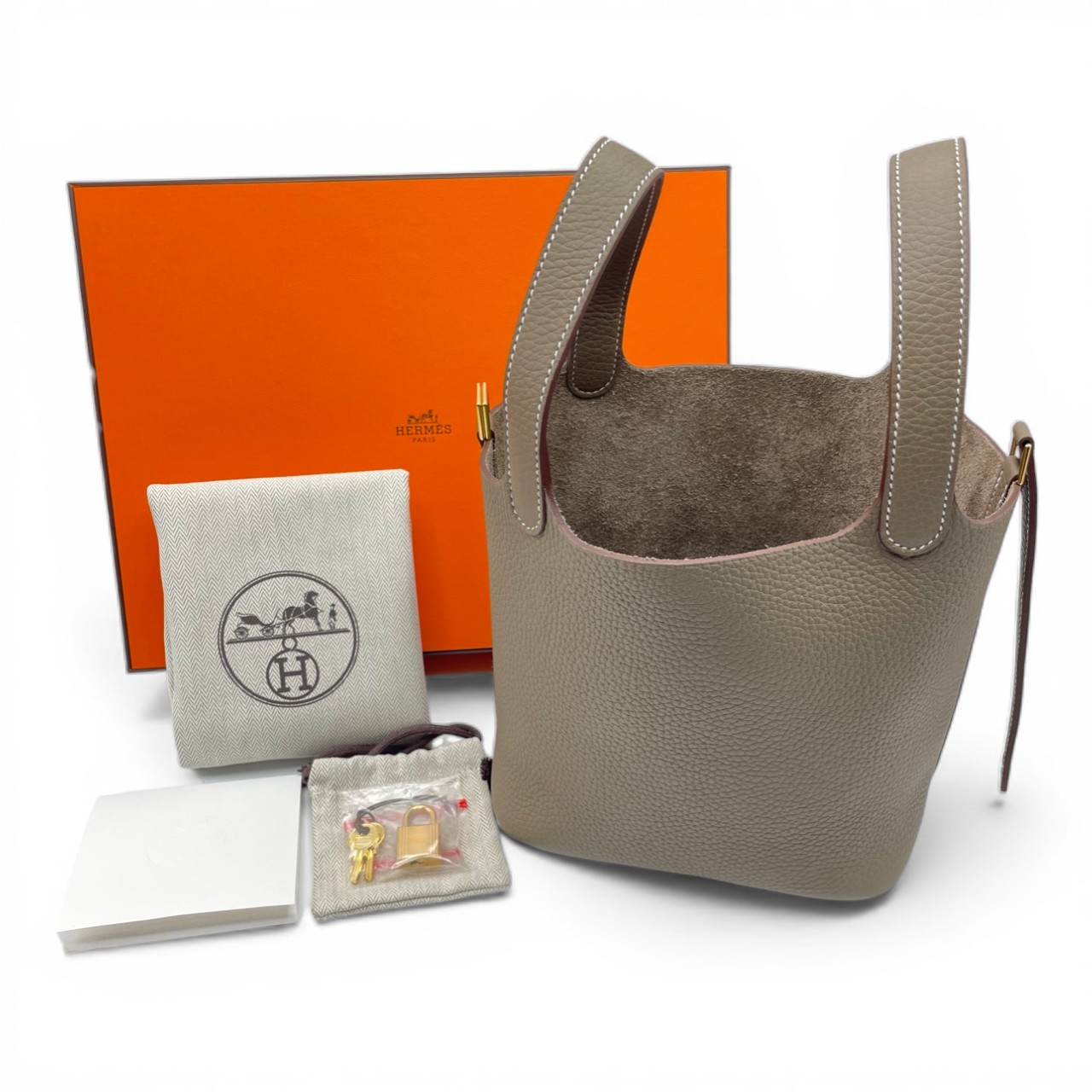 エルメス ピコタンロック PM エトゥープ トリヨンクレマンス ゴールド金具 K刻印