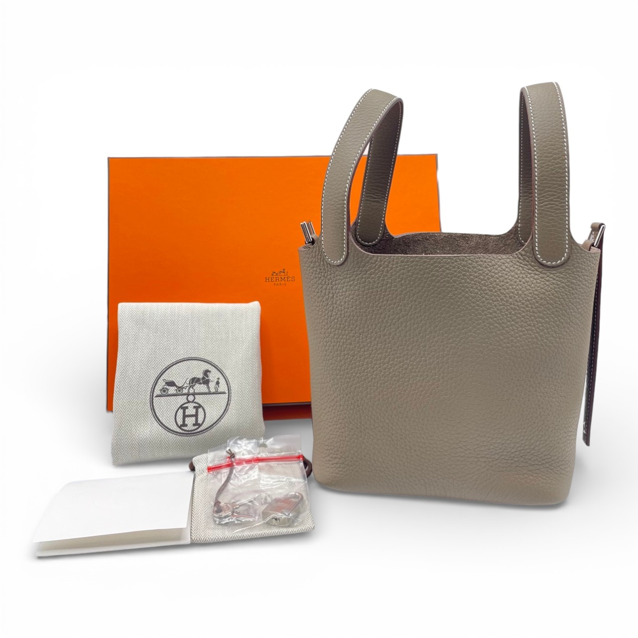 エルメス ピコタンロック PM エトゥープ トリヨンクレマンス シルバー金具 K刻印