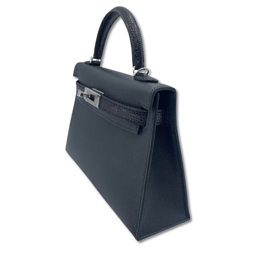 【現金特価】エルメス ミニケリー2 ノワール マダム/リザード シルバー金具 W刻印