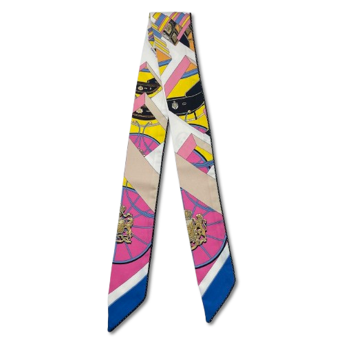 エルメス ツイリー  Springs Springs Bague ピンク/ブルー/ブラック シルク100％