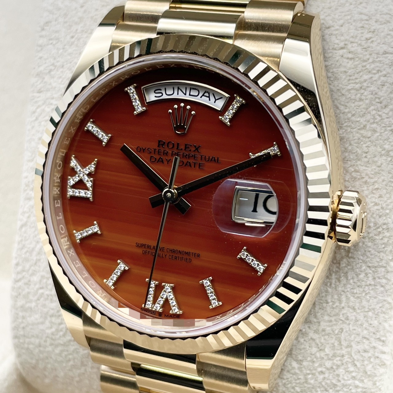 ロレックス デイデイト 128238A カーネリアン  インデックスダイヤ プレジデントブレスレット 36mm