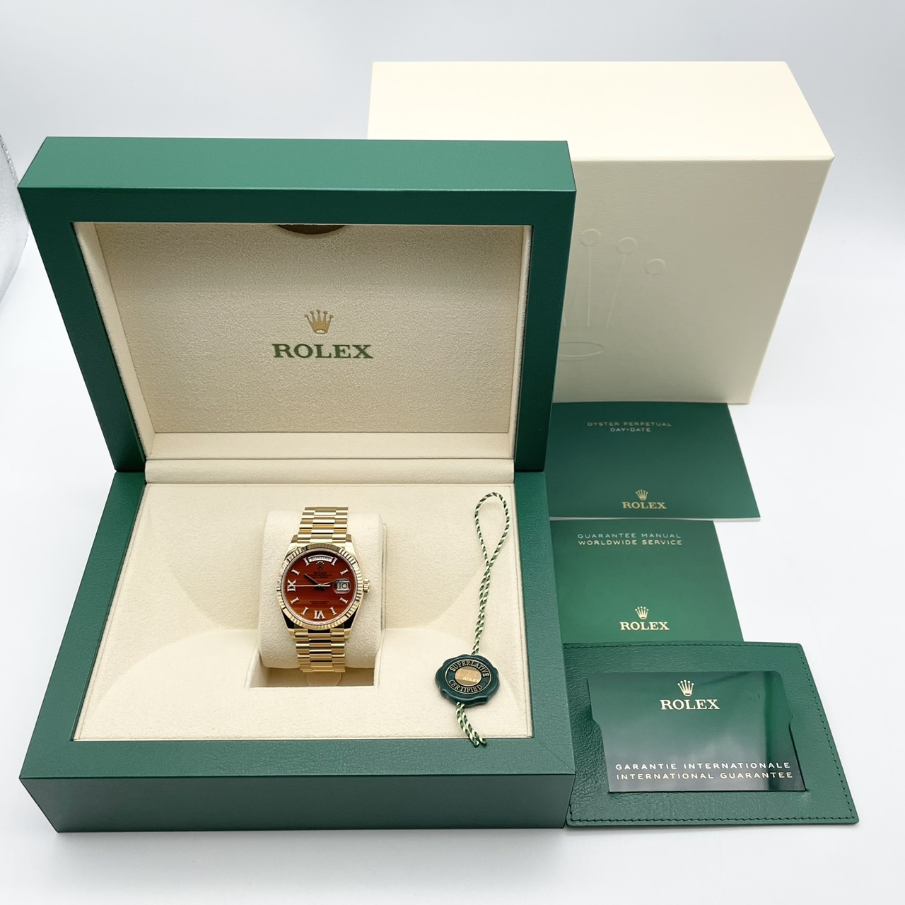 ロレックス デイデイト 128238A カーネリアン  インデックスダイヤ プレジデントブレスレット 36mm