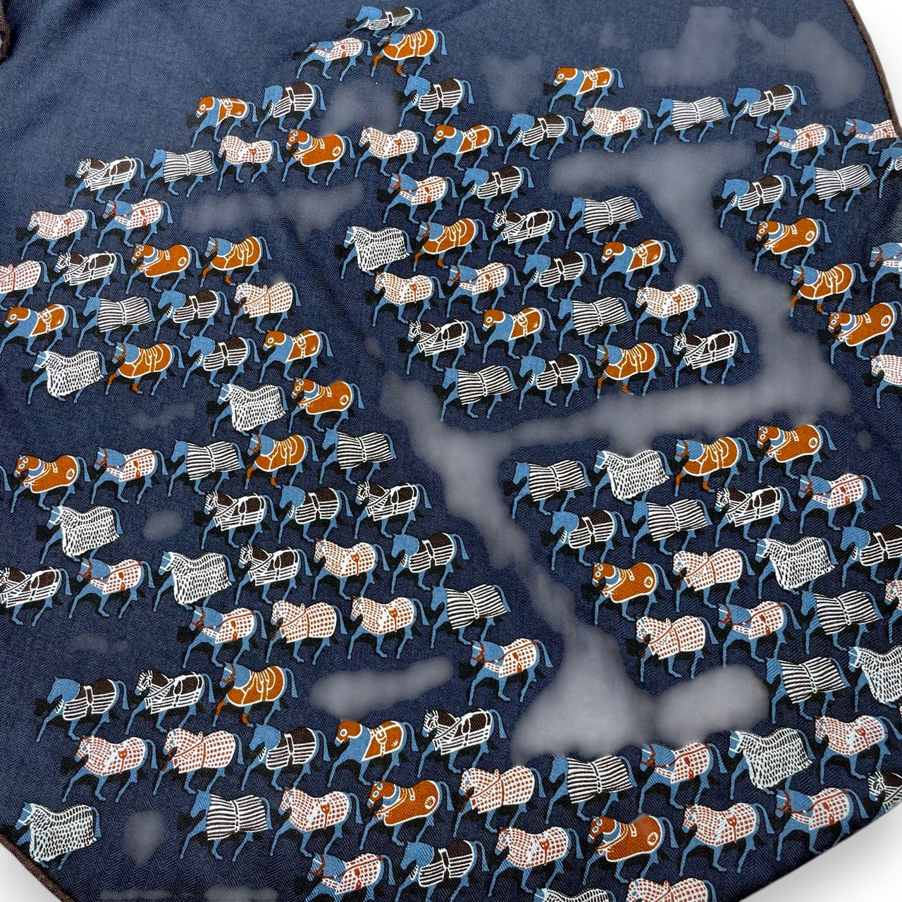 エルメス ロザンジュ パラード 75x200cm ブルーマリン カシミヤ/シルク