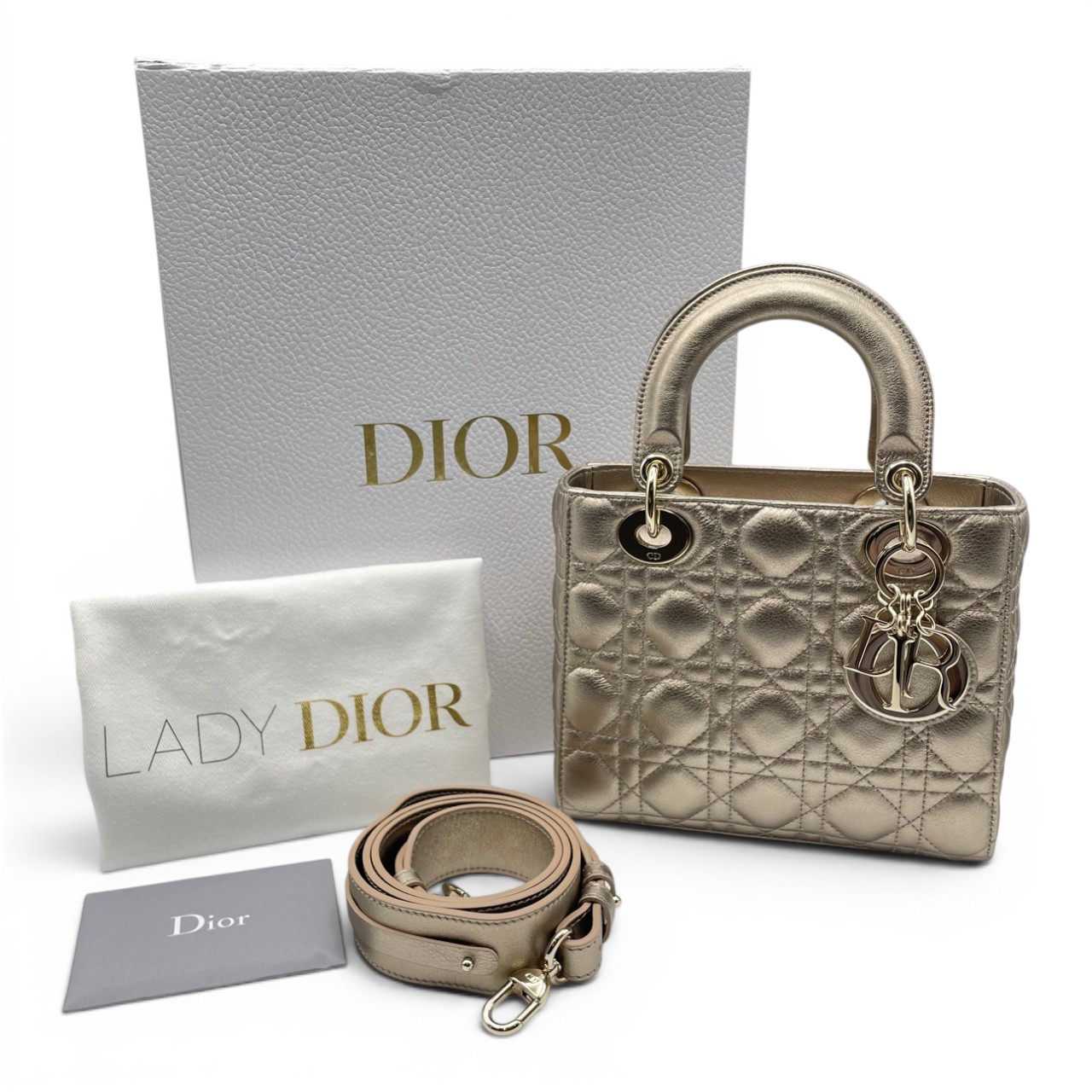 Dior ラムスキン LADYDior ラージバッグ ゴールド金具 クリスチャン・ディオール レディディオール My ABCDior 20 ゴールド