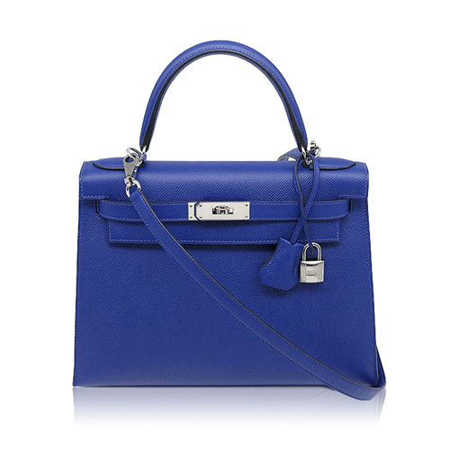 エルメス ケリー28 ブルーヴォーエプソン シルバー金具