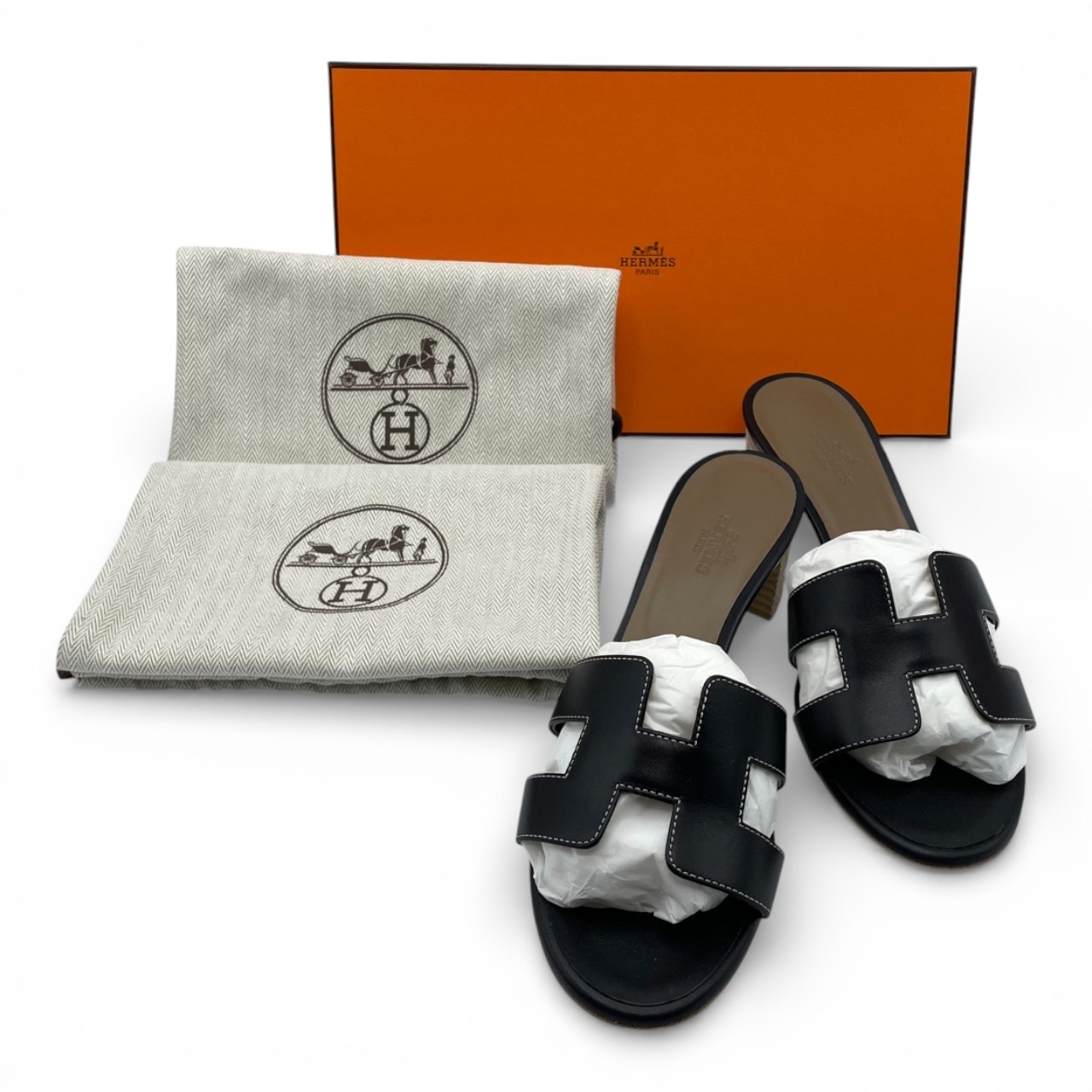 エルメス オアジス サンダル 37 ノワール 23cm