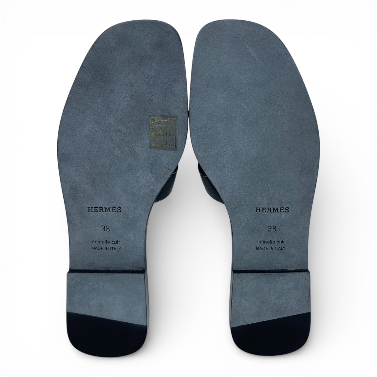 エルメス オラン サンダル 38 ノワール ボックスカーフ 24cm