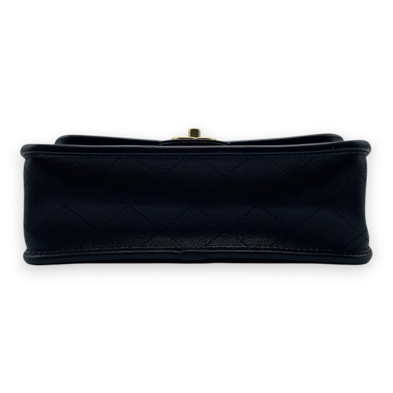 シャネル トップハンドル フラップバッグ クローバーチャーム 25 ブラック キャビアスキン ゴールド金具