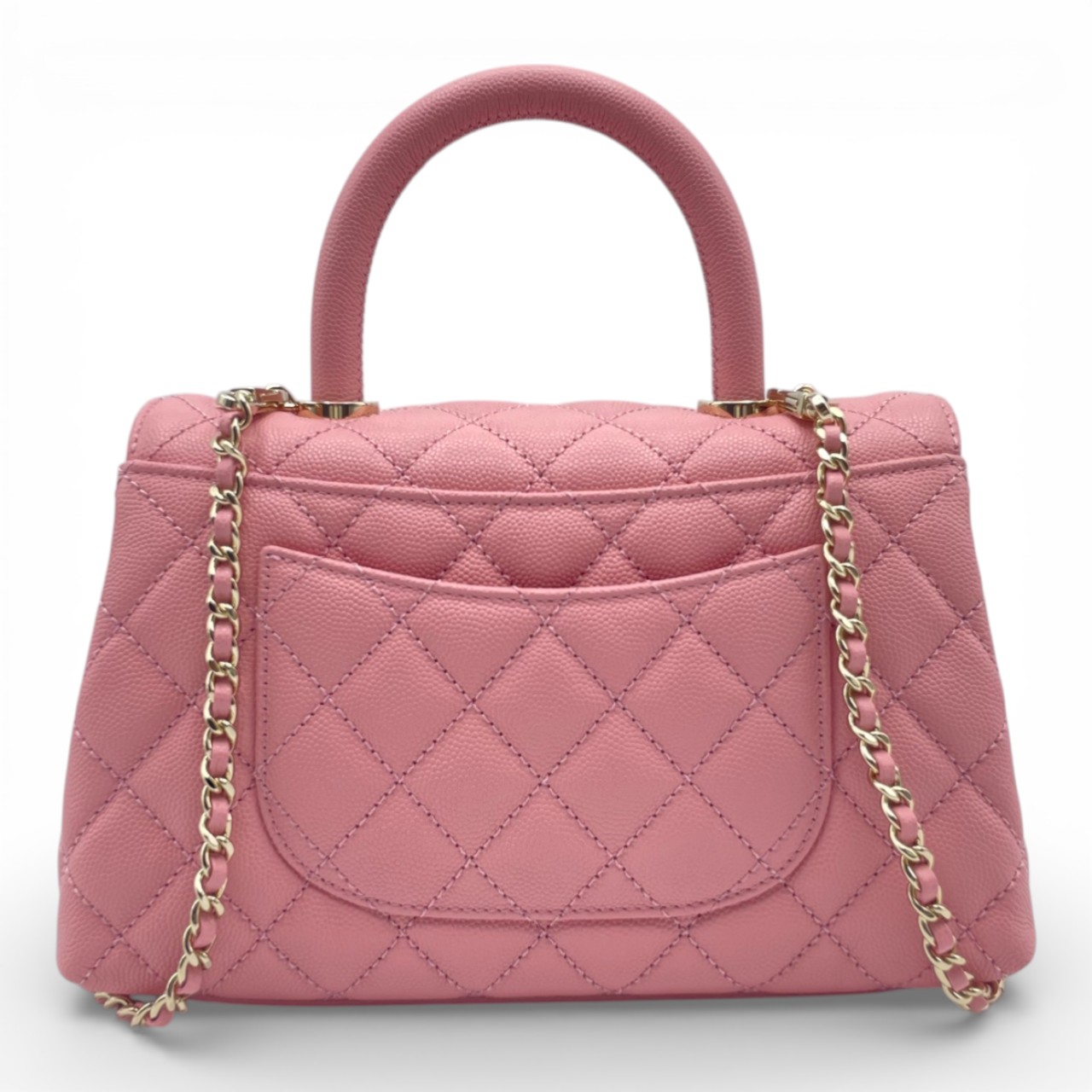 シャネル ココハンドル W24 ピンク キャビアスキン ゴールド金具