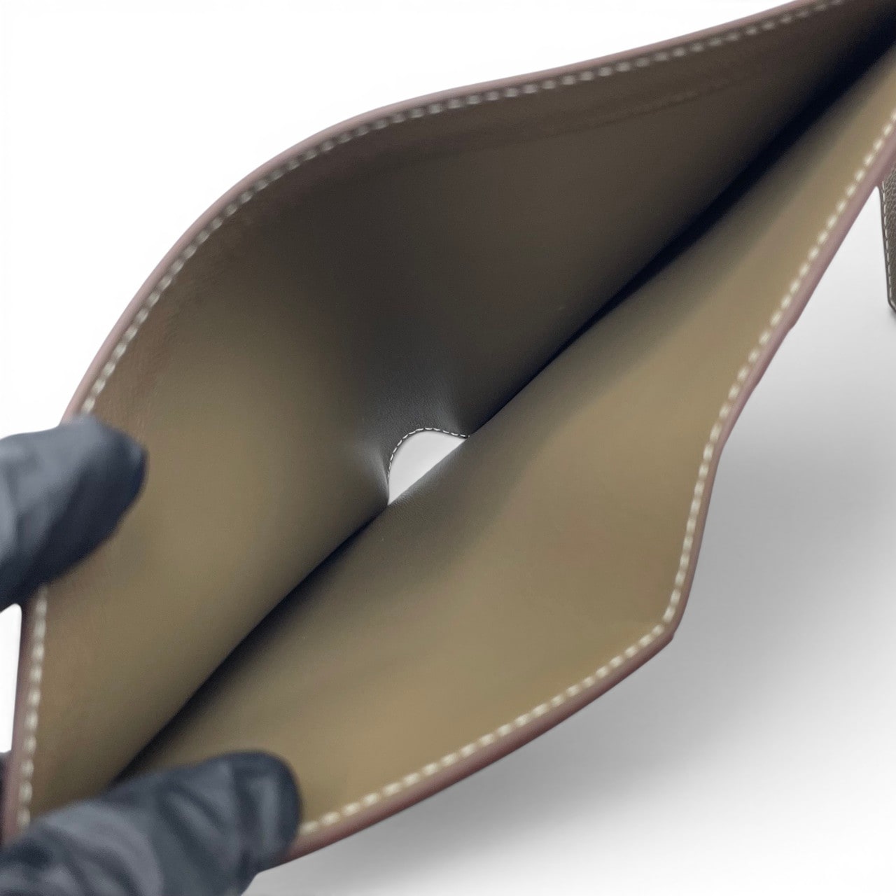 エルメス べアンコンパクト エトゥープ エプソン シルバー金具 G刻印