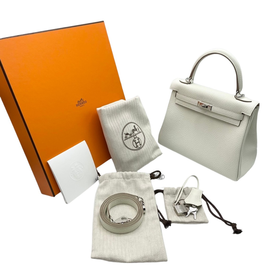 エルメス ケリー25 マッシュルーム トゴ シルバー金具 B刻印