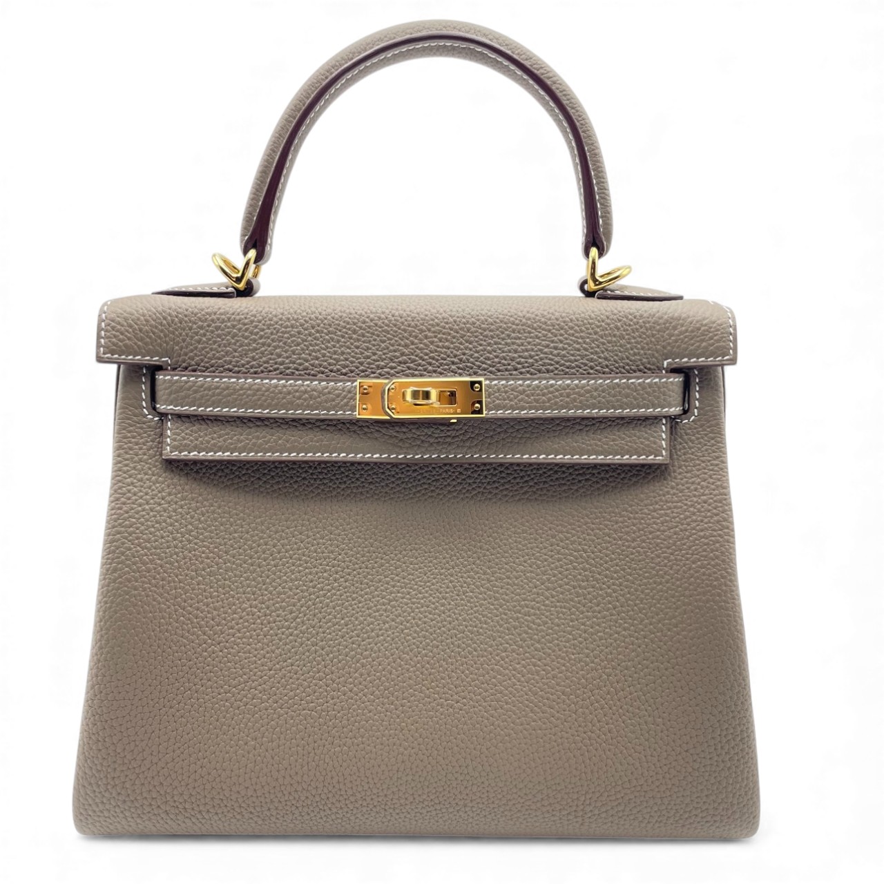 【未使用】HERMES(エルメス) ケリー25(内縫い) K刻印 エトープ/エトゥープ グレージュ スイフト ゴールド金具 ハンドバッグ 肩掛け ショルダーバッグ 2WAY レディース 40802146061【アラモード】 エルメス ケリー 25 エトゥープ トゴ ゴールド金具 K刻印 - ブランド品