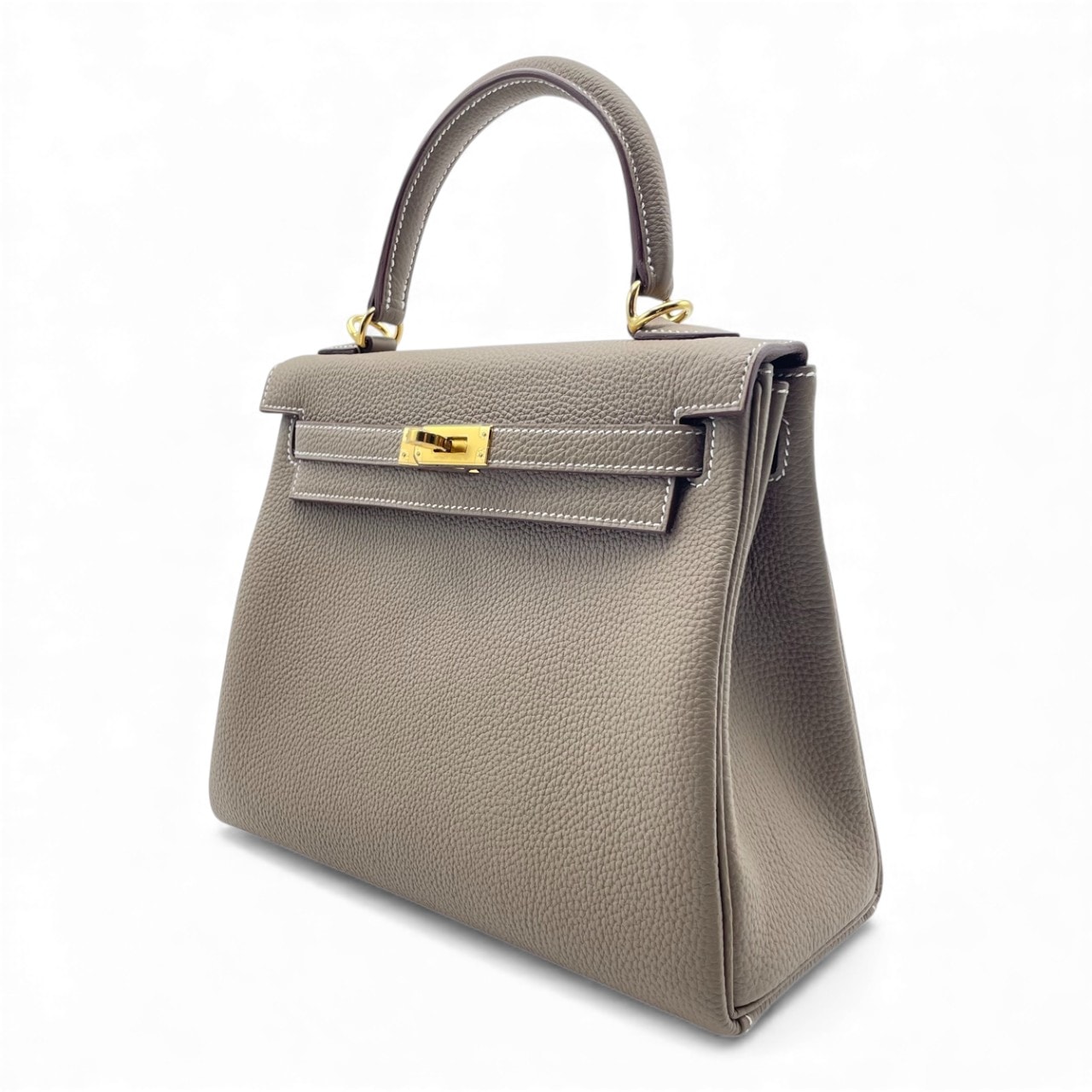 エルメス ケリー 25 エトゥープ トゴ ゴールド金具 K刻印