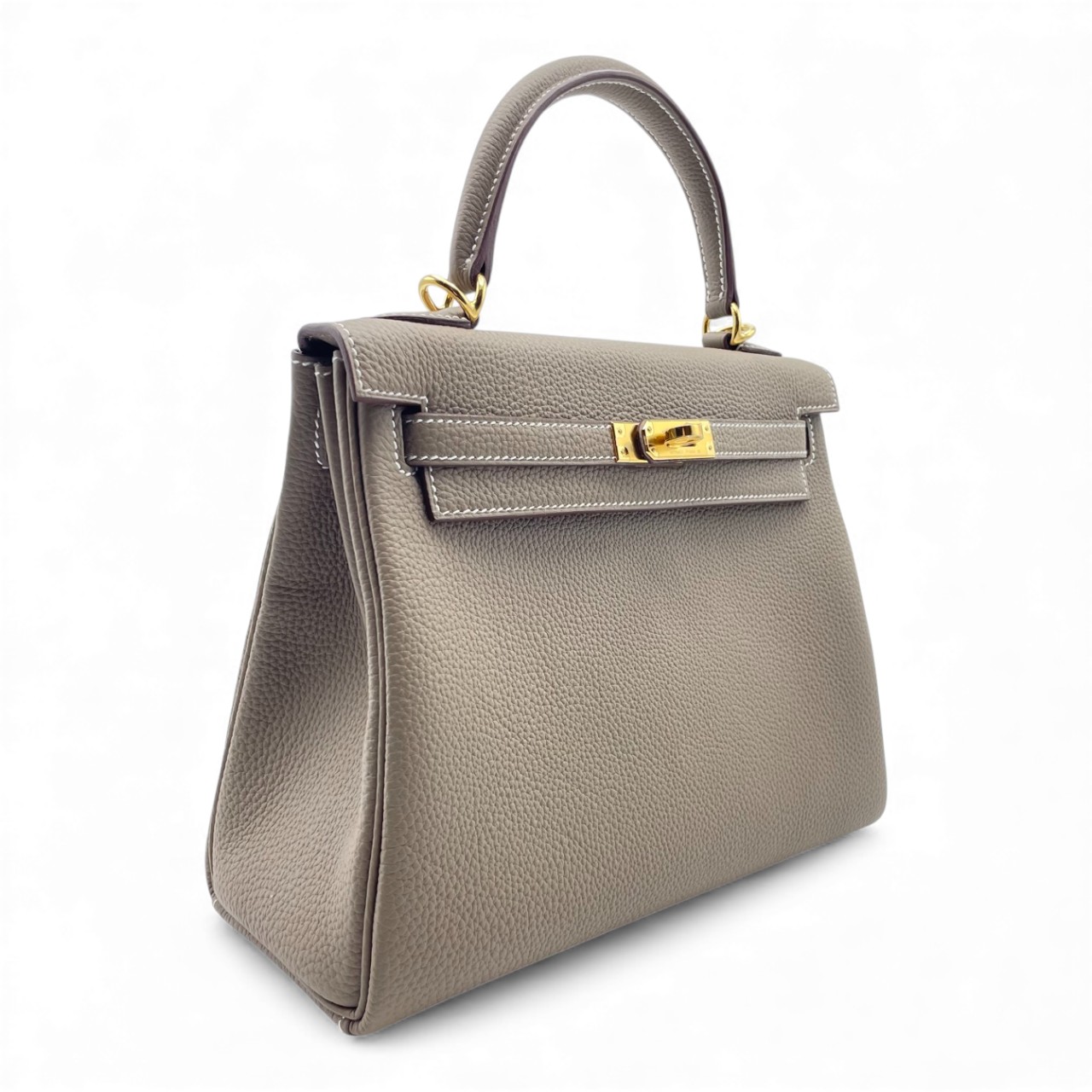 エルメス ケリー 25 エトゥープ トゴ ゴールド金具 K刻印