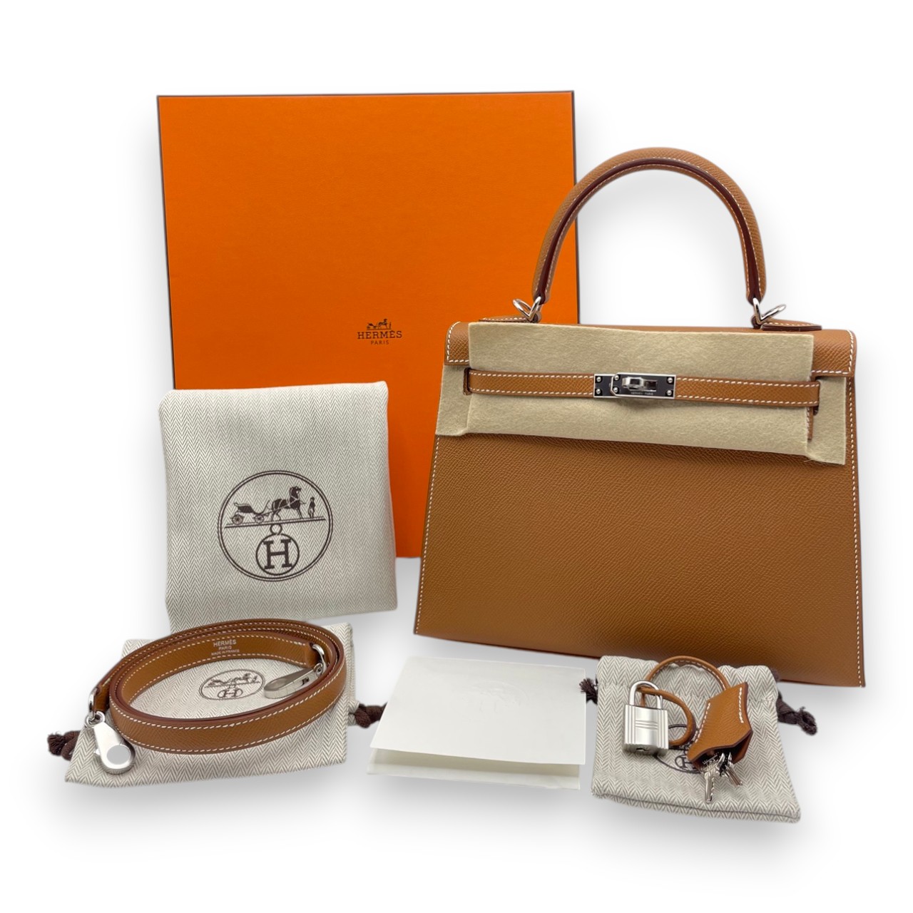 【最新刻印】エルメス ケリー 25 ゴールド エプソン シルバー金具 G刻印