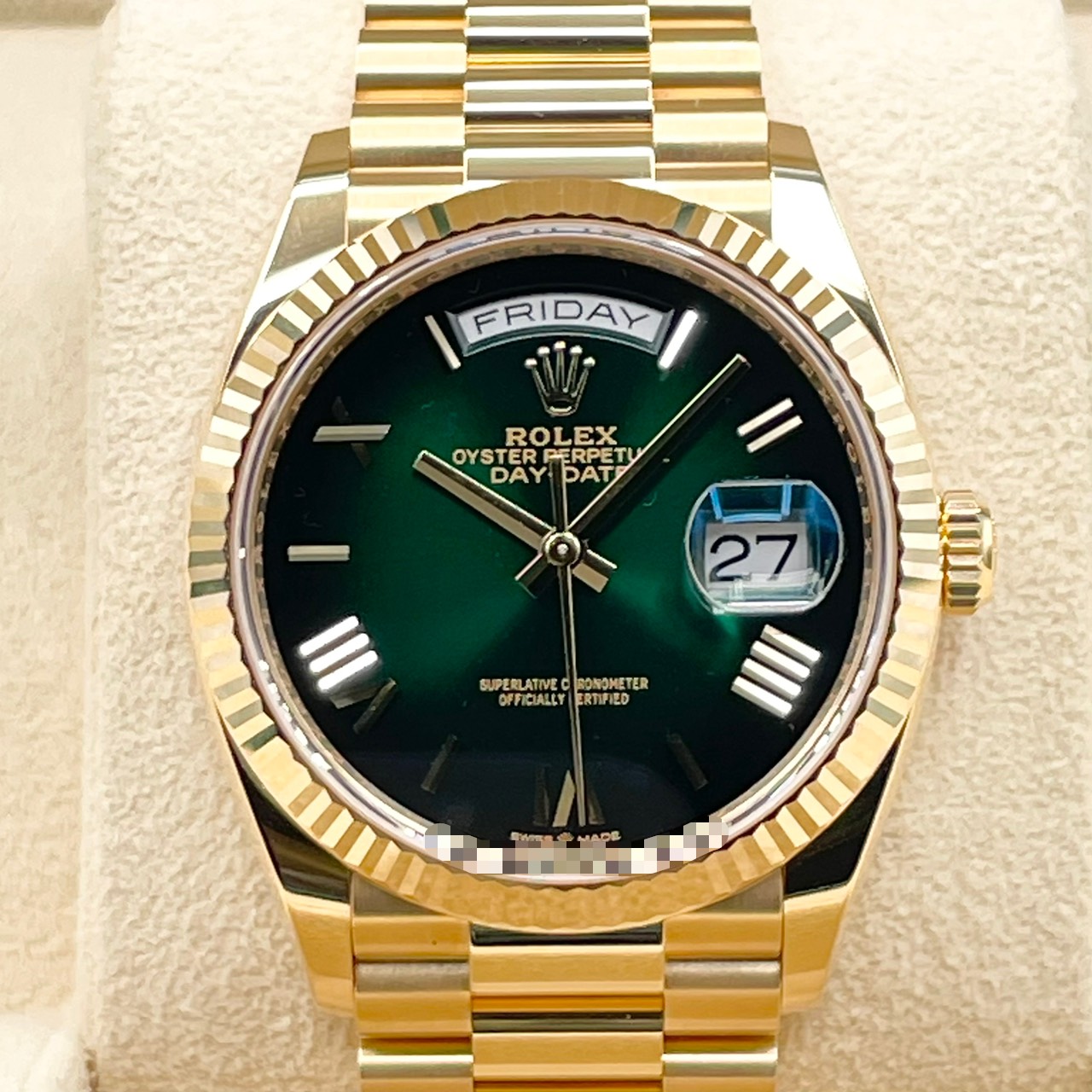 ロレックス デイデイト 128238 イエローゴールド グリーンオンブレ 36mm
