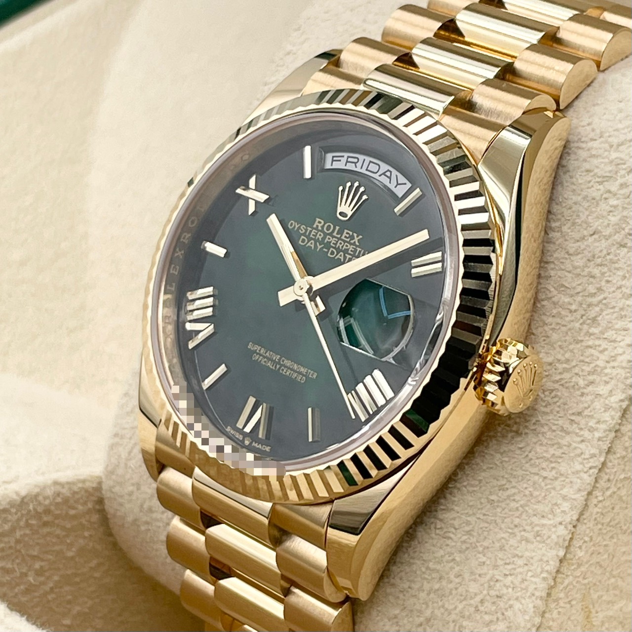 ロレックス デイデイト 128238 イエローゴールド グリーンオンブレ 36mm