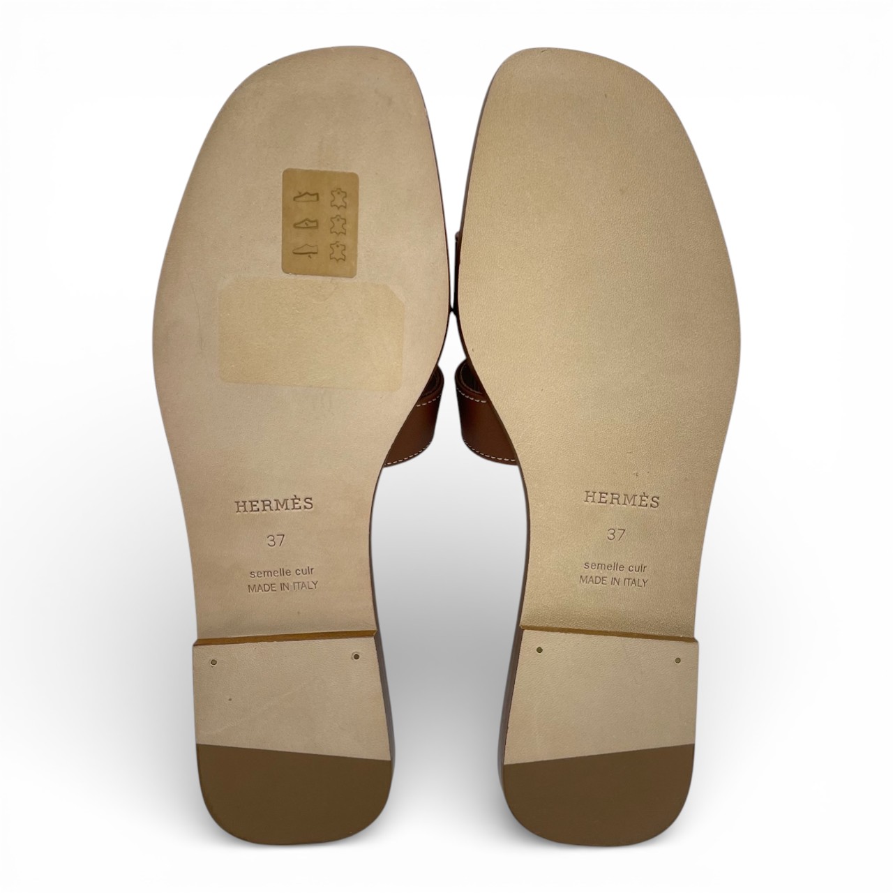 エルメス オラン サンダル 37 ゴールド ボックスカーフ 23cm