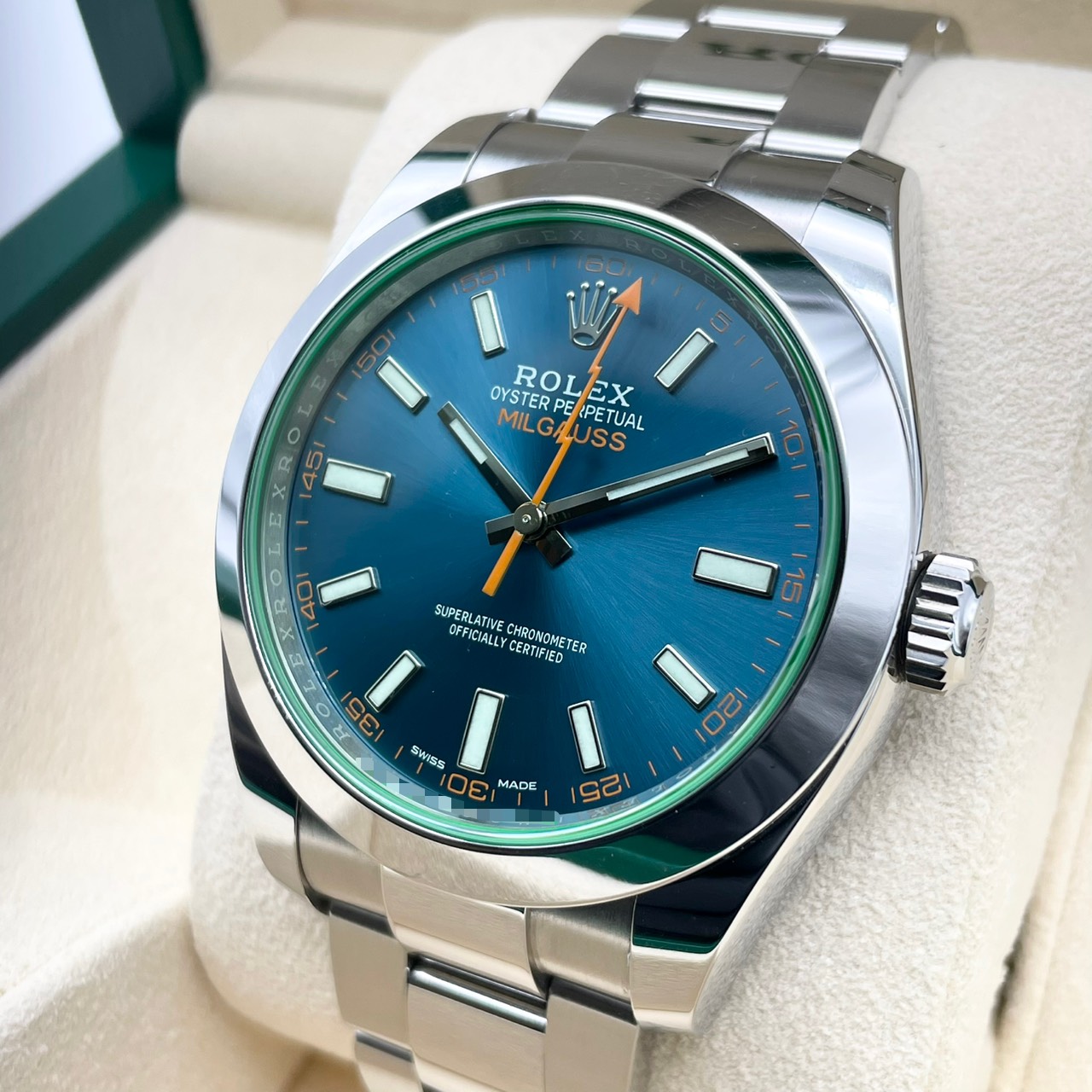 ロレックス ミルガウス 116400GV Zブルー オイスターブレス 40mm