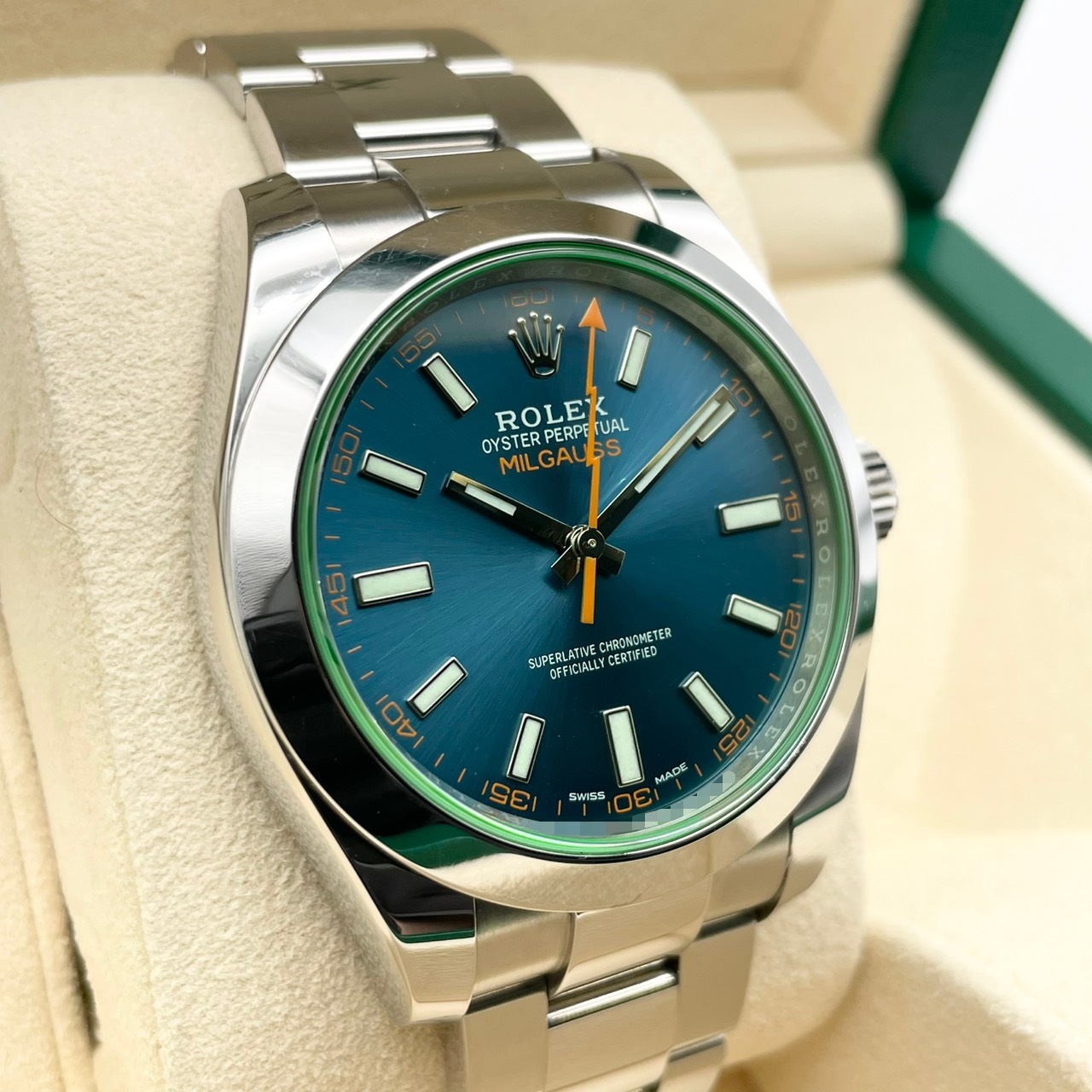 ロレックス ミルガウス 116400GV Zブルー オイスターブレス 40mm
