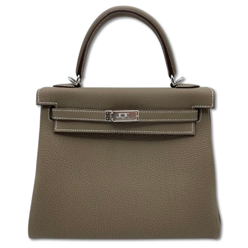 エルメス ケリー 25 エトゥープ トゴ シルバー金具 W刻印