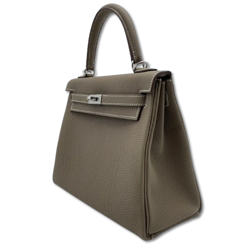 エルメス ケリー 25 エトゥープ トゴ シルバー金具 W刻印