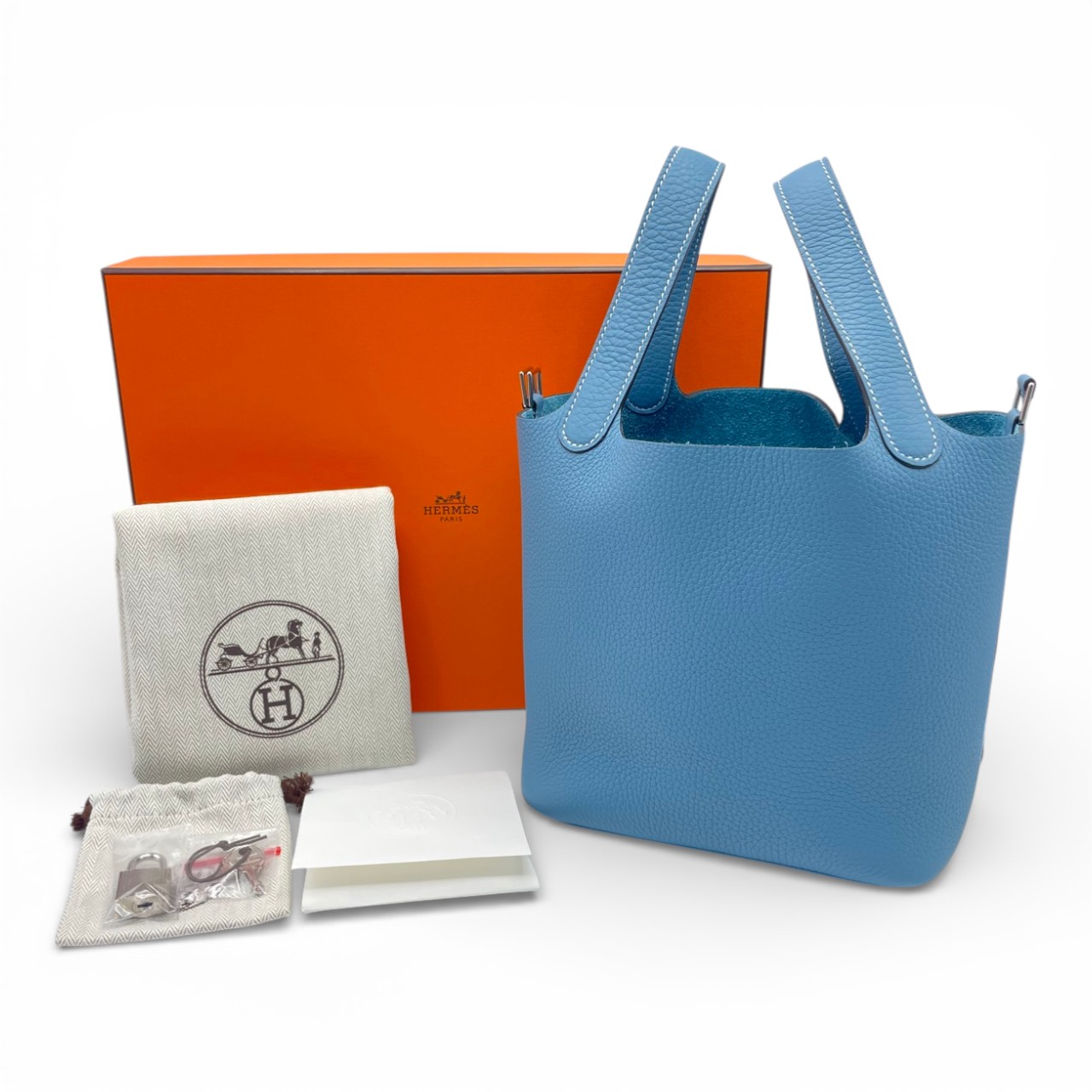 エルメス ピコタンロック PM ニューブルージーン トリヨンクレマンス シルバー金具 K刻印