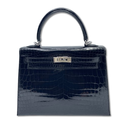 エルメス ケリー 25 ノワール アリゲーター シャイン シルバー金具 W刻印