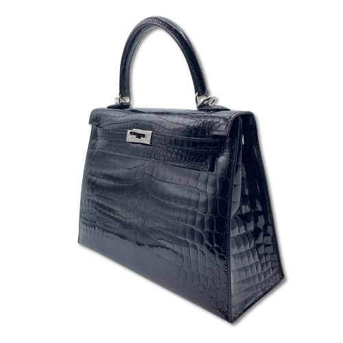 エルメス ケリー 25 ノワール アリゲーター シャイン シルバー金具 W刻印