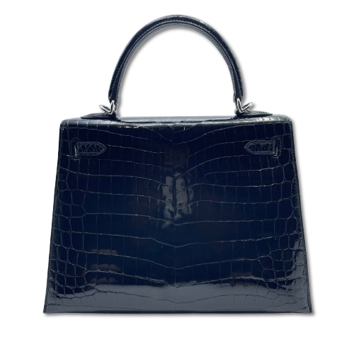 エルメス ケリー 25 ノワール アリゲーター シャイン シルバー金具 W刻印