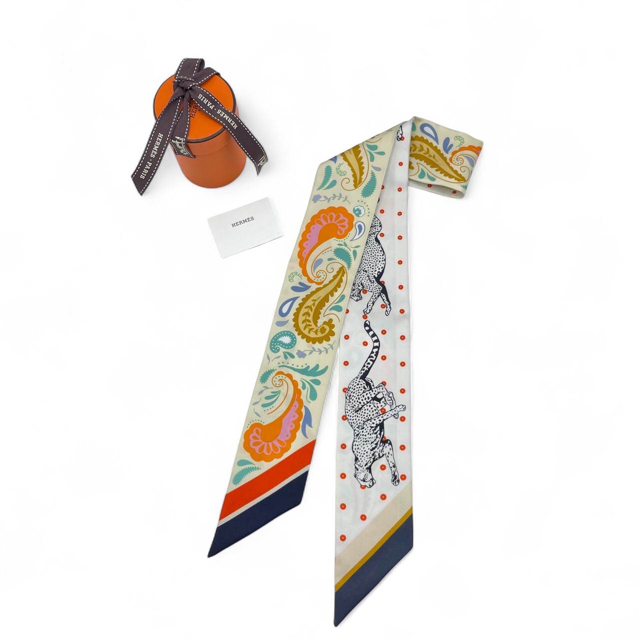 エルメス ツイリー チータ バンダナ ジョーヌスフル/オレンジ