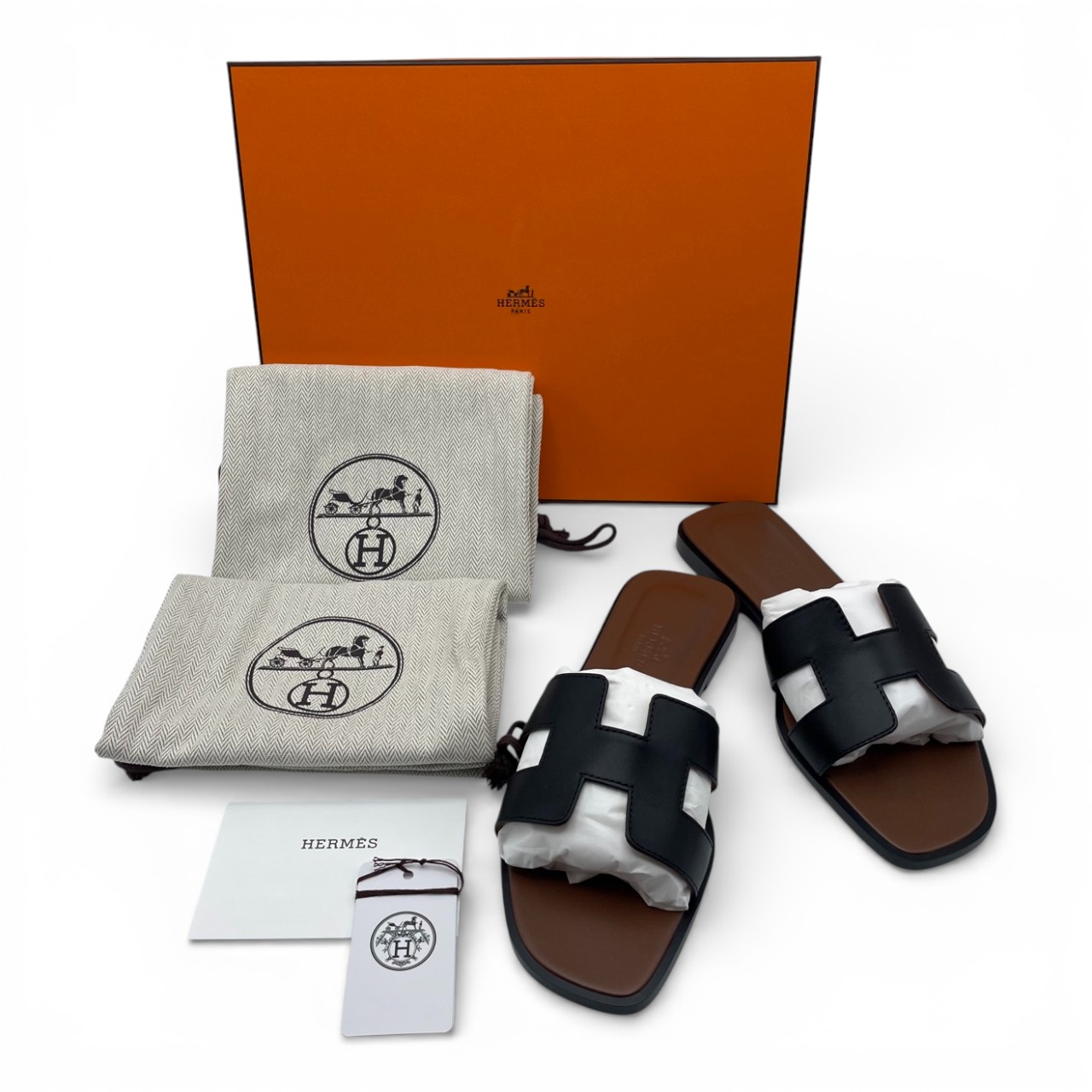 エルメス オラン サンダル 36 ノワール/ゴールド 23/23.5cm - ブランド