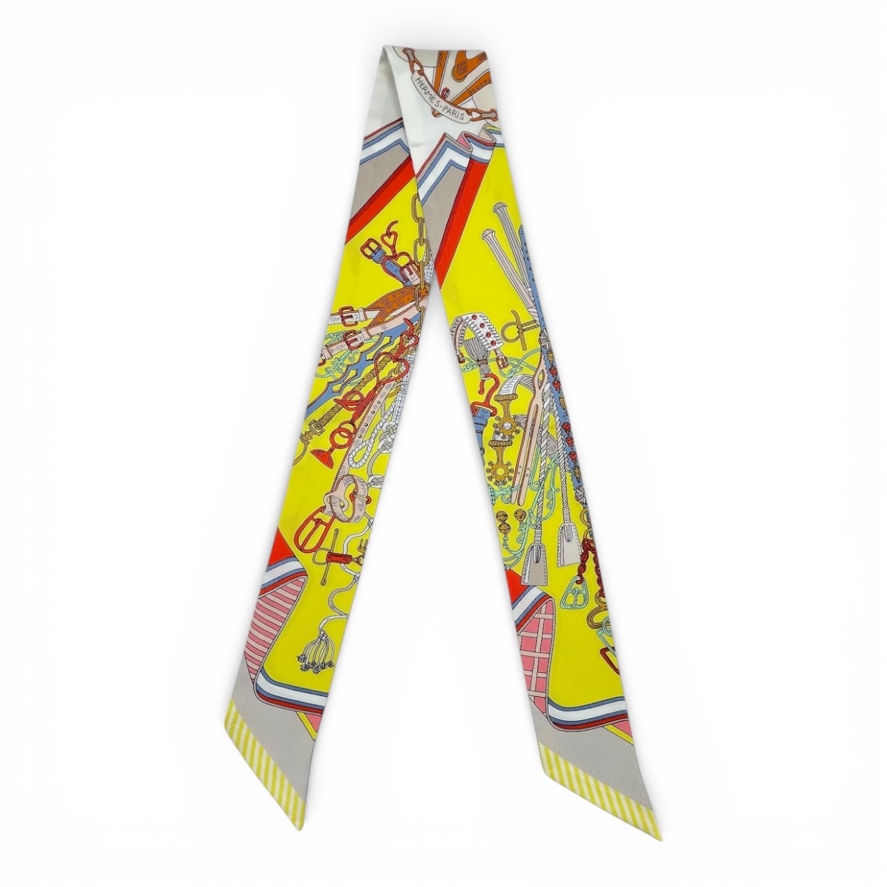 エルメス ツイリー 鞍職人の花束 ジョーヌ・ヴィフ / レッド / マルチカラー シルク100％