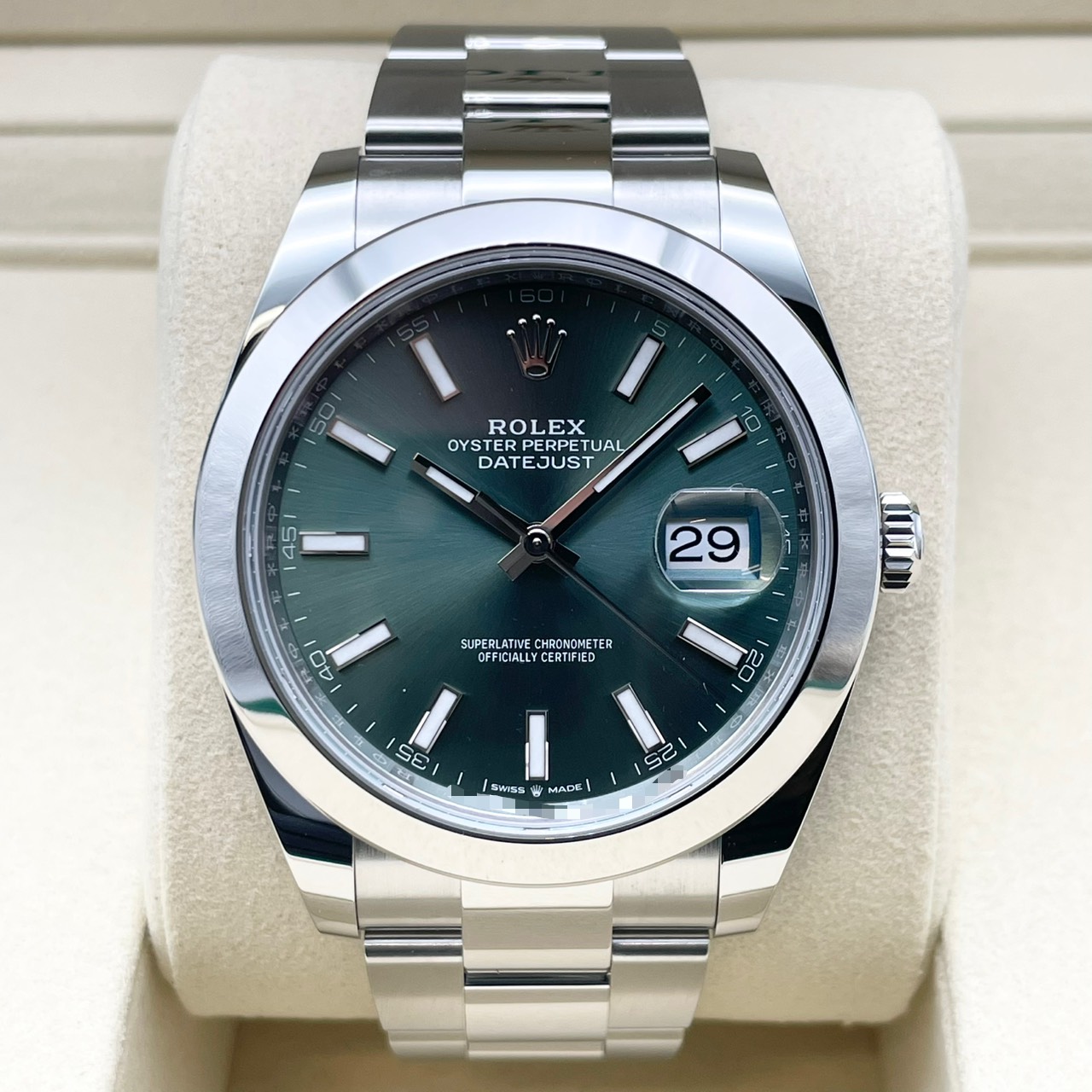 ロレックス デイトジャスト 126300 ミントグリーン オイスターブレスレット 41mm