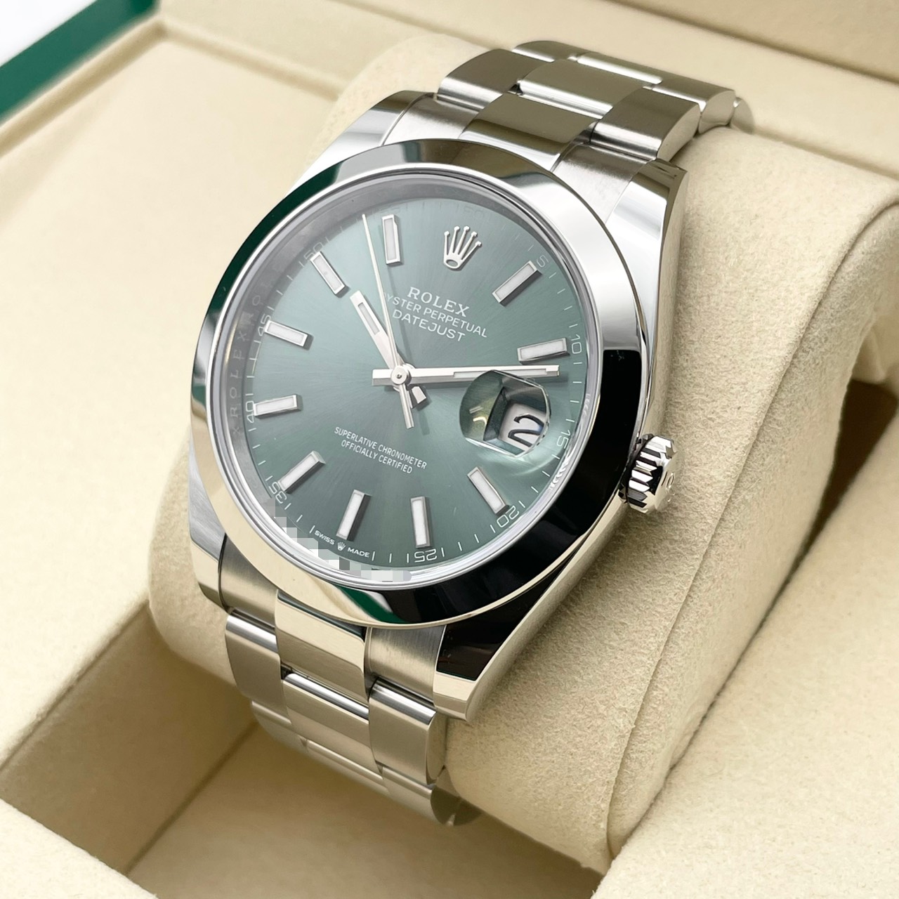 ロレックス デイトジャスト 126300 ミントグリーン オイスターブレスレット 41mm