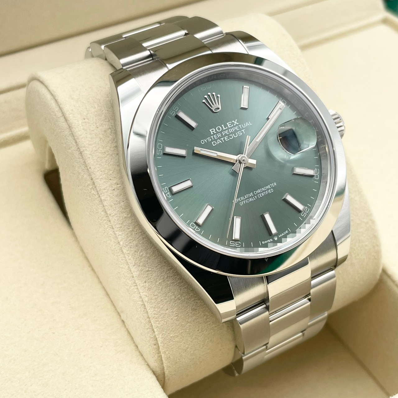 ロレックス デイトジャスト 126300 ミントグリーン オイスターブレスレット 41mm