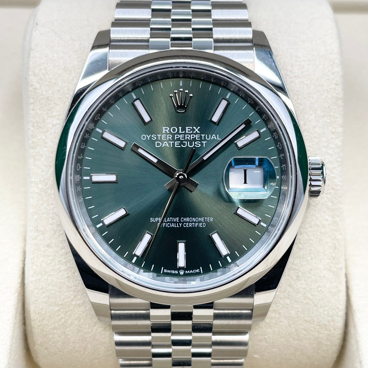 ロレックス デイトジャスト 126200 ミントグリーン ジュビリーブレス 36mm