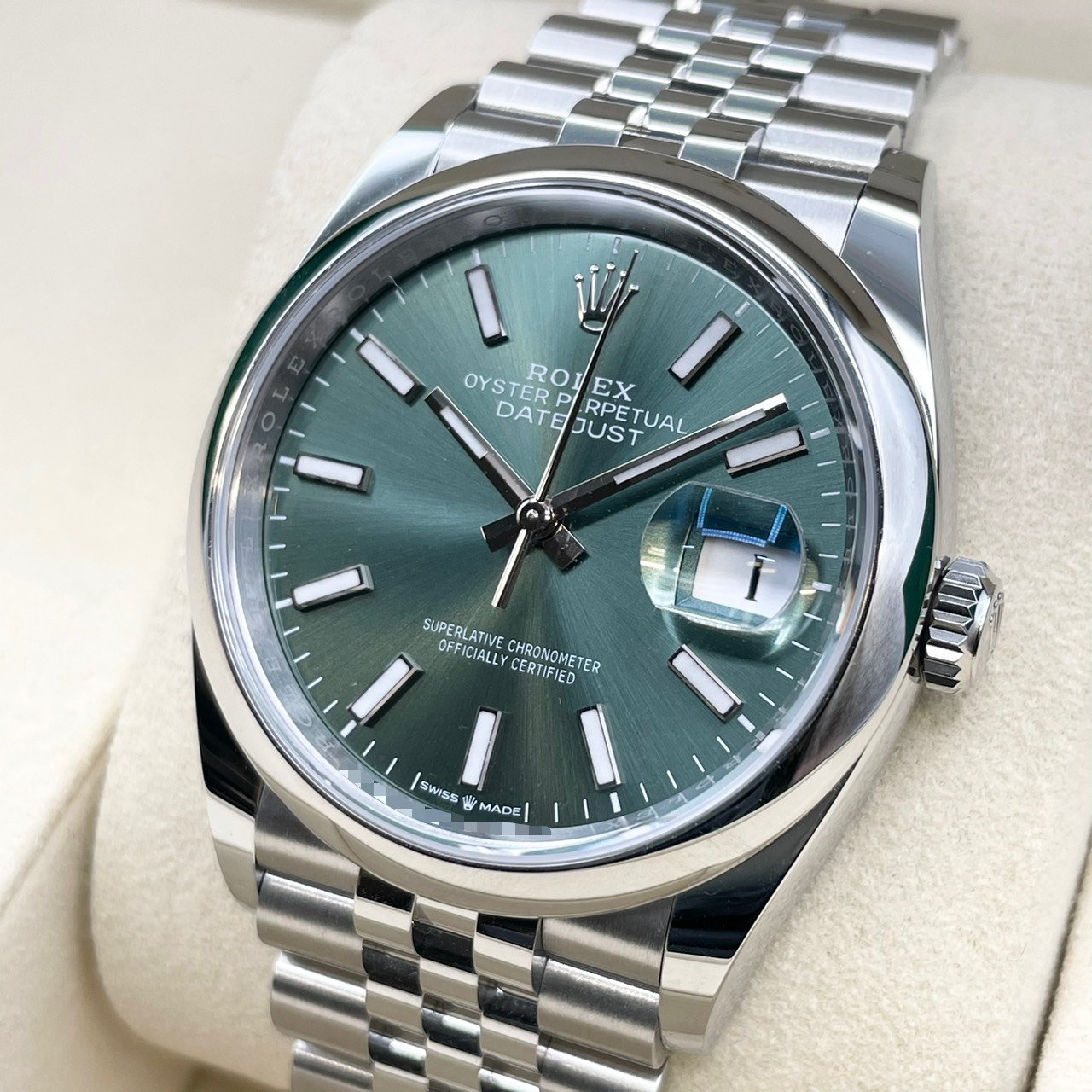 ロレックス デイトジャスト 126200 ミントグリーン ジュビリーブレス 36mm