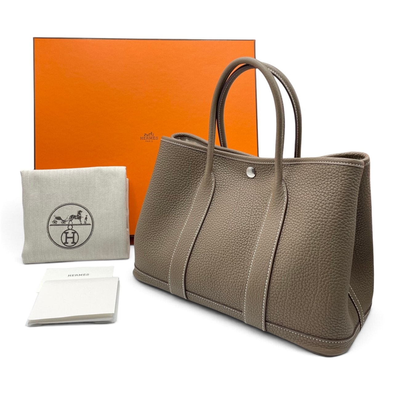 HERMES ガーデンパーティTPM エトゥープ K刻印 エルメス ガーデンパーティ TPM エトゥープ ネゴンダ シルバー金具 K