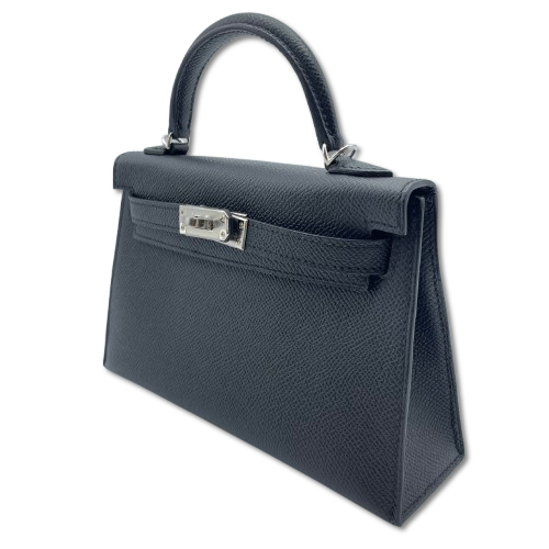 【現金特価】エルメス ミニケリー ノワール エプソン シルバー金具 W刻印