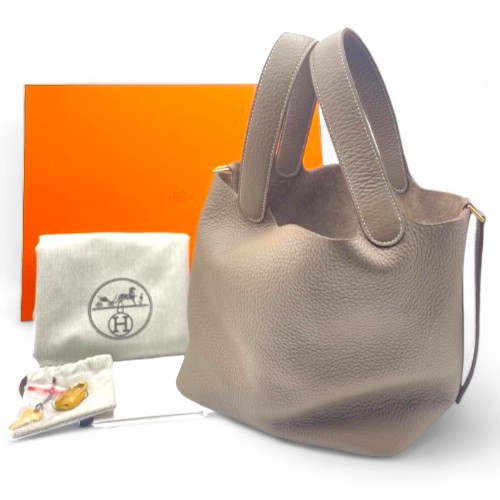 エルメス ピコタンロック MM エトゥープ トリヨンクレマンス ゴールド金具 W刻印