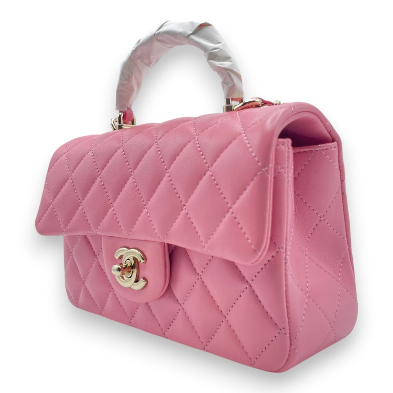 シャネル マトラッセ ココハンドル 19 ピンク ラムスキン ゴールド金具