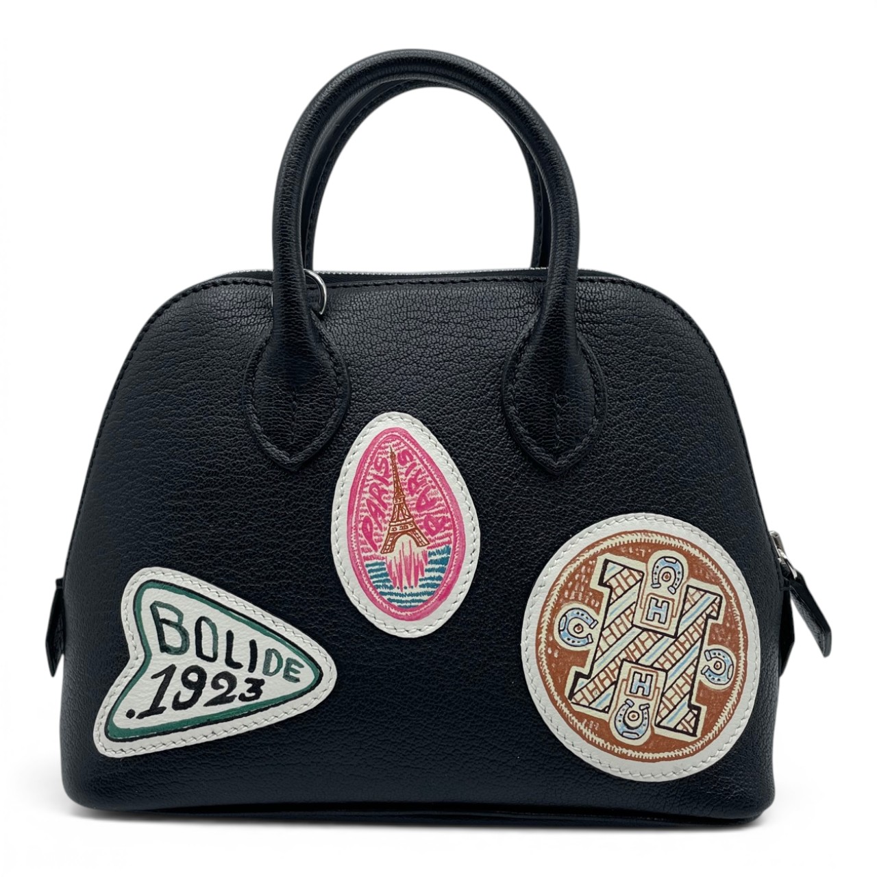 エルメス ボリード 1923 ミニ ピケ・コレ ノワール/マルチカラー シェーブル/スイフト シルバー金具 W刻印