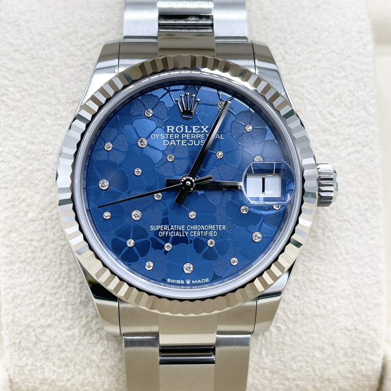 ロレックス デイトジャスト 278274 アズーロブルー フローラルモチーフ ダイヤ入り オイスターブレス 31mm