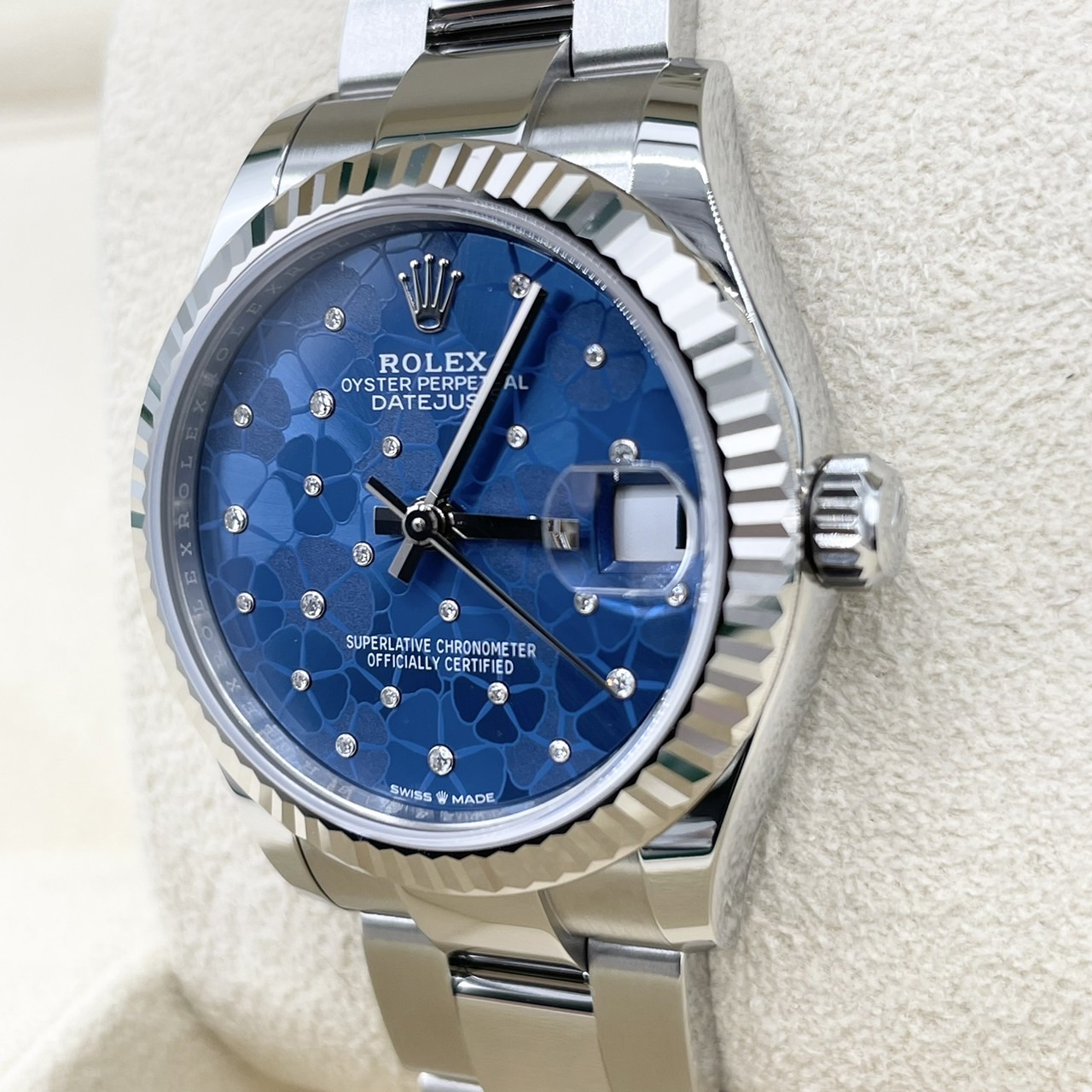 ロレックス デイトジャスト 278274 アズーロブルー フローラルモチーフ ダイヤ入り オイスターブレス 31mm