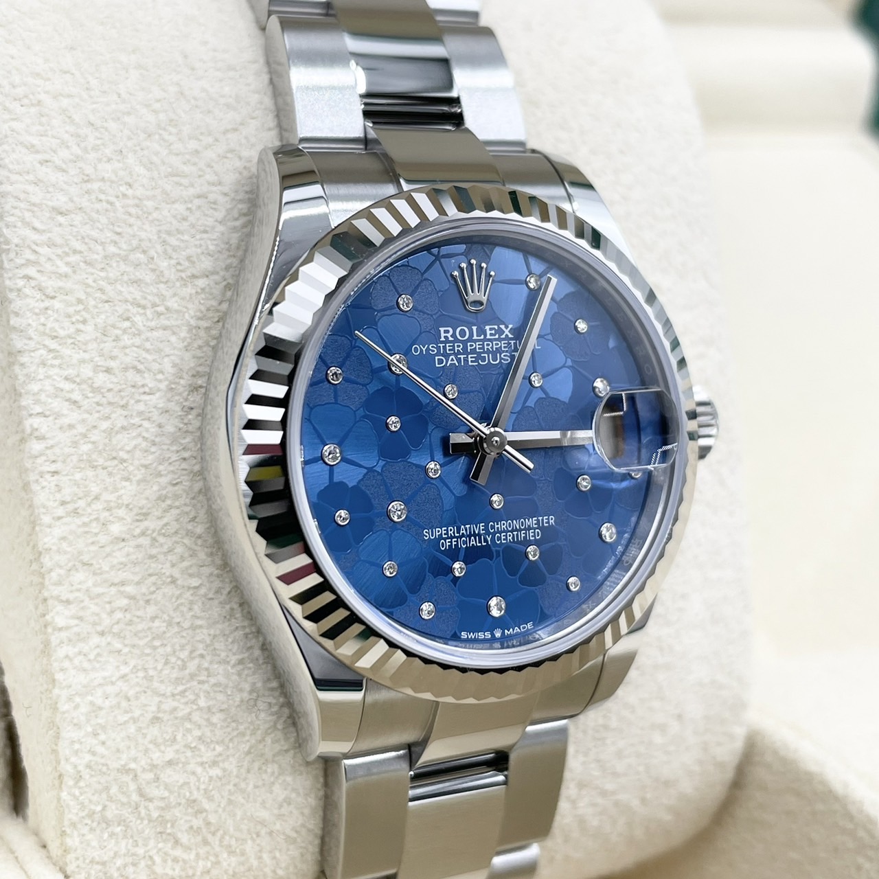 ロレックス デイトジャスト 278274 アズーロブルー フローラルモチーフ ダイヤ入り オイスターブレス 31mm