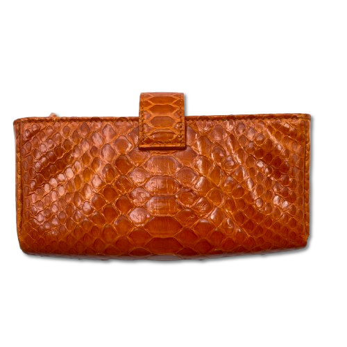 シャネル ミニウォレット オレンジ パイソン ゴールド金具