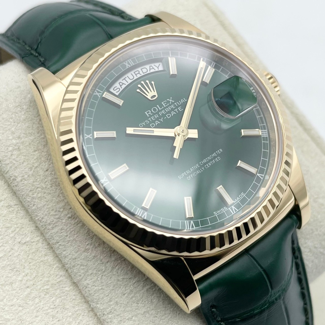 ロレックス デイデイト 118138 グリーン イエローゴールド 36mm