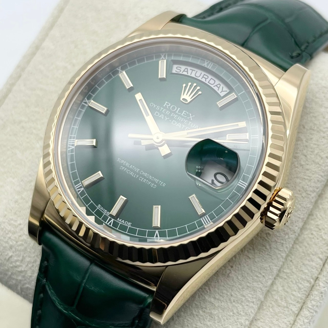 ロレックス デイデイト 118138 グリーン イエローゴールド 36mm