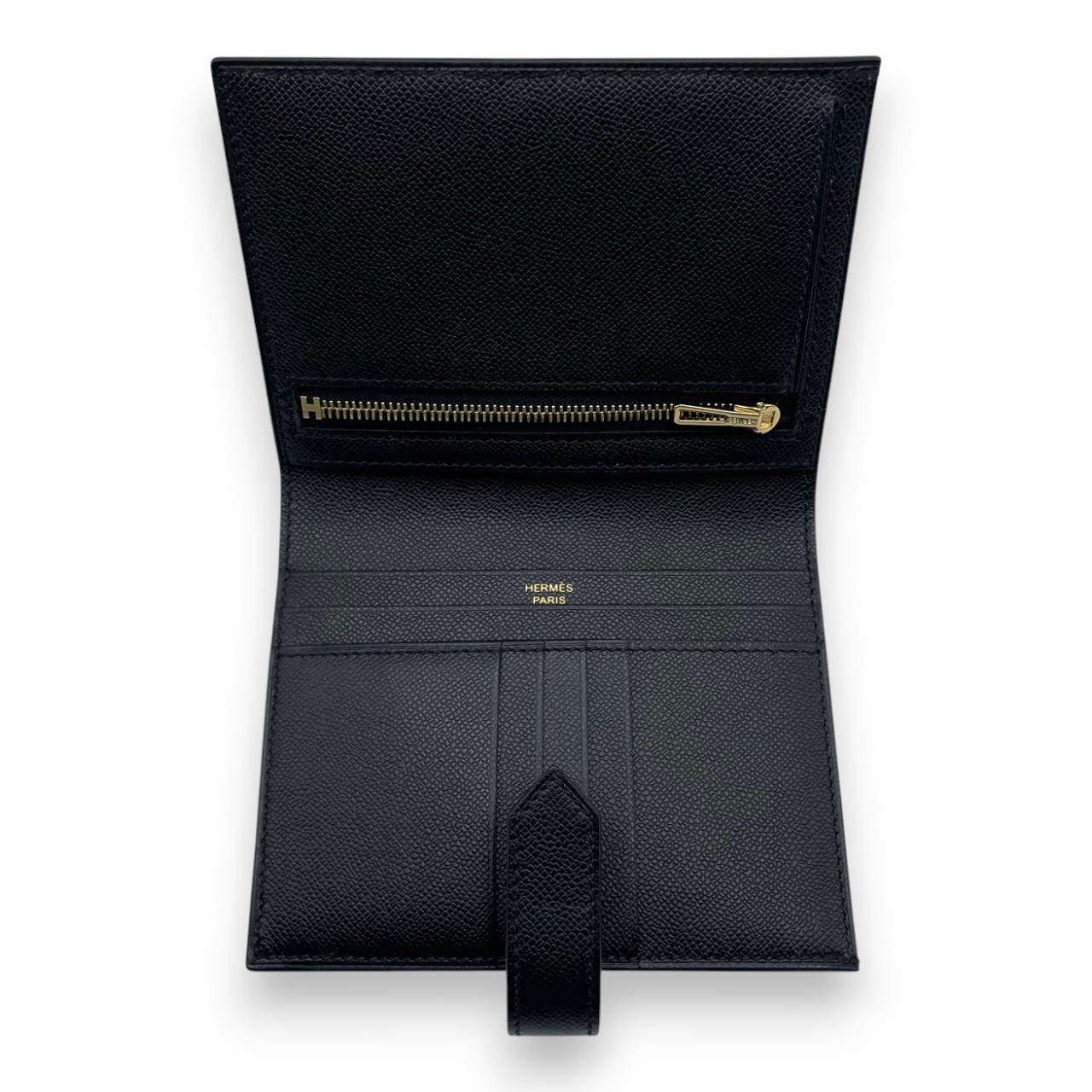 エルメス ベアンコンパクト ノワール ヴォーマダム ゴールド金具 K刻印